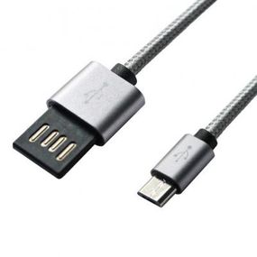 Дата кабель USB 2.0 AM to Micro 5P 1.0m Grey/Black Grand-X (FM02) (FM02)