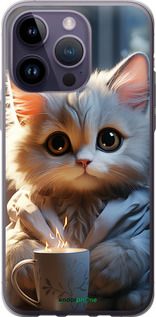 Чохол на iPhone 14 Pro Max Білий кіт "5646u-2667-2448"