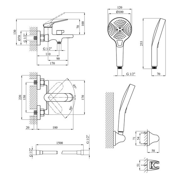 Змішувач для ванни Kroner KRM Linz - GRN060 (CV034902) | Зображення 1