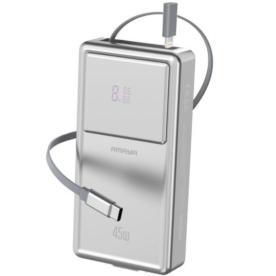 Портативний ЗП Power Bank Amaya APB-F231 45W with display and cable 20000 mAh Silver