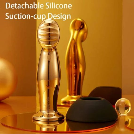 Массажер простаты металлический золото с вибрацией Lockink Sex Aura | Зображення 3