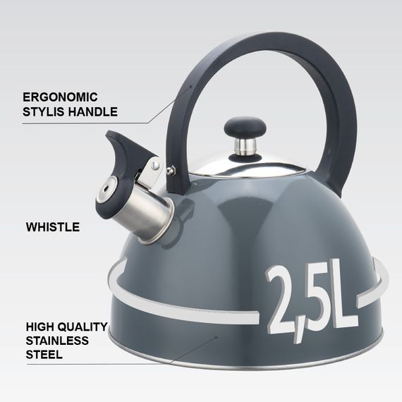 Чайник із свистком Maestro MR-1302-GREY 2.5 л сірий | Зображення 2