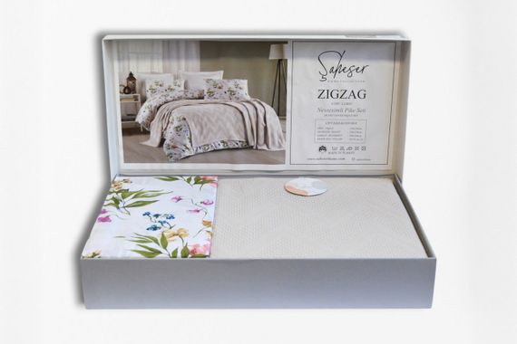 Постільна білизна з пледом Saheser Ranforce Zig Zag 200 х 220 см A.Gri | Зображення 3