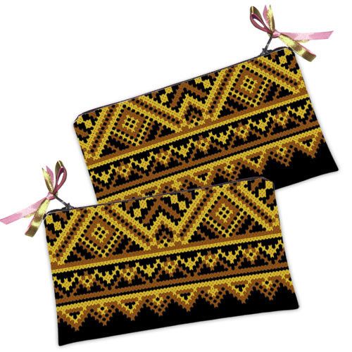 Косметичка жіноча Украинский орнамент желто-черный 20х12 см (K_15UKR011)