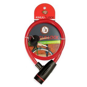 Замок велосипедный KIHUU LOCK 187, 15*65 тросовый, 2 ключа. Цвет: красный GL-31
