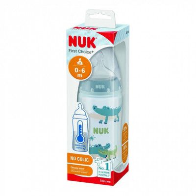 Бутылочка для кормления Nuk First Choice Plus Крокодилы 300 мл Синяя (3952397) - Топ Продаж! | Зображення 1