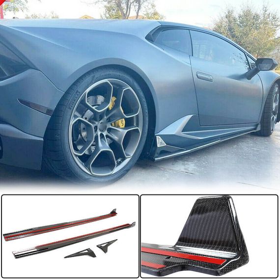 Накладки на пороги (Карбон) для Lamborghini Huracan 2014- рр | Зображення 1