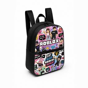 Детский мини-рюкзак черный с принтом Roblox для девочки 28×24×10 см мини-сумка детская (5250)