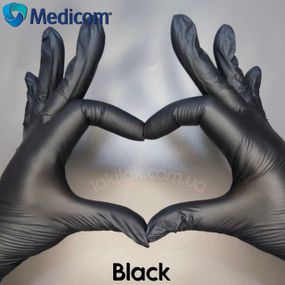 Перчатки нитриловые Medicom Black размер M 5,0гр (черные) 100 шт