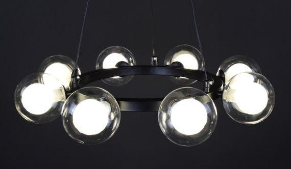 Люстра підвісна на 8 лампочок 27914 Чорний 25-130х54х54 см. | Зображення 2