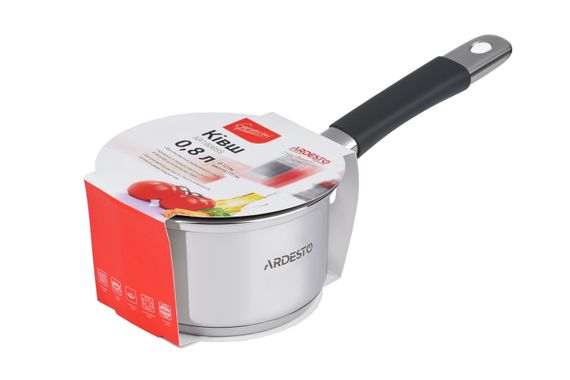 Ковш Ardesto Gemini Salerno, стеклянная крышка, 1.8 л, серые ручки с силиконом, нержавеющая сталь (AR1918SS) | Зображення 2
