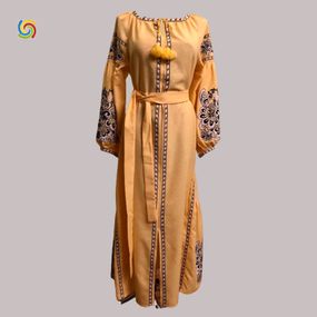 Платье Украинская вышиванка 227311 цвет жёлтый размер XХL/3XL