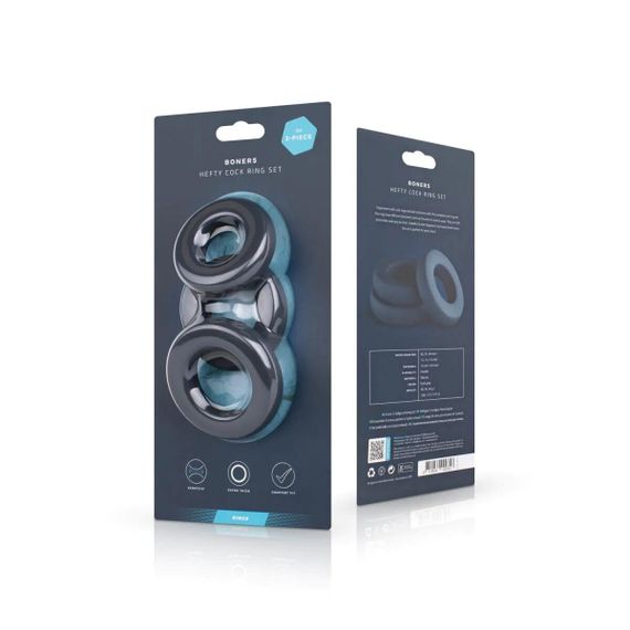 Набір ерекційних кілець Boners 3-Piece Hefty Cock Ring Set, діаметр 3,2 см, 3,8 см та 4,5 см Sex Aura | Зображення 4