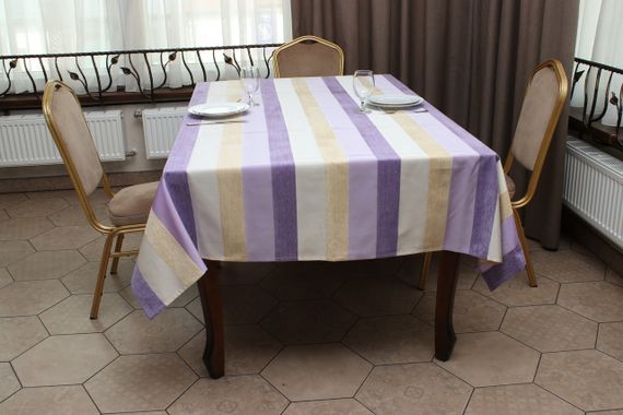 Скатертина Kayra "Шенілова смужка" кольорова, 165×300 см Ліловий | Зображення 1