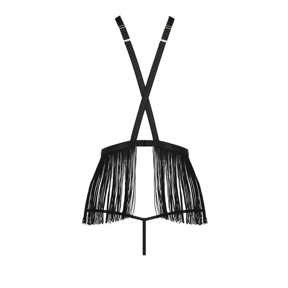 Комплект білизни Passion Exclusive INDRA SET OpenBra XXL/XXXL, black, стрінги, портупея з бахромою | Зображення 5