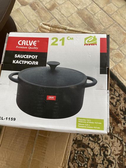 Каструля Calve CL-1159, 2. 8 л, 21 см, чавунна з кришкою, для всіх типів плит | Зображення 1