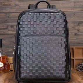 Рюкзак мужской кожаный. Черный городской рюкзак для ноутбука и документов Tiding Bag 13292