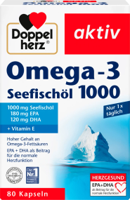Доппельгерц Омега-3 1000мг. Doppelherz Omega-3 1000 мг. жир морської риби, 80 капсул