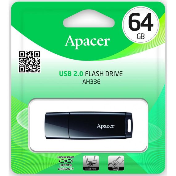 USB флеш накопичувач Apacer 64GB AH336 Black USB 2.0 (AP64GAH336B-1) | Зображення 4