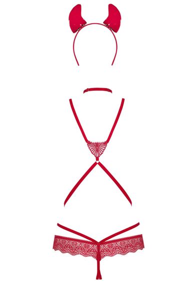Костюм дьяволицы Obsessive Evilia Красный L/XL | Зображення 2