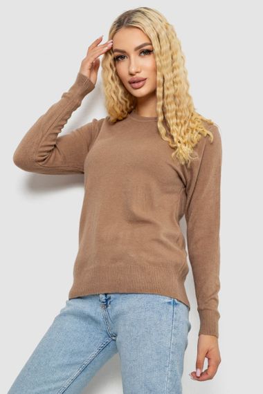 Кофта женский однотонный повседневный, цвет коричневый, 244R2033 | Зображення 2