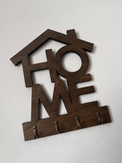 Ключниця настінна вертикальна Home (Будинок) венге на 4 гачки, вішалка тримач для ключів у передпокій з дерева | Зображення 7