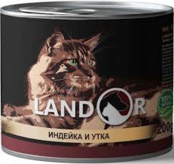 Landor (Ландор) Adult Cat Turkey&Duck - Консервований корм з качкою та індичкою для дорослих котів і кішок