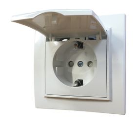 Розетка внутренней установки 1-я з/к с крышкой с защитной шторкой белая IP20 Malta Ny95000962