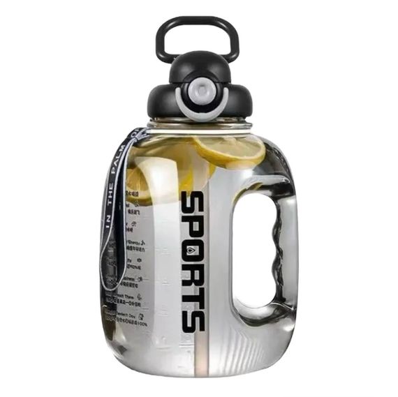 Легка пляшка для води із харчового пластику 1600 мл. Чорна