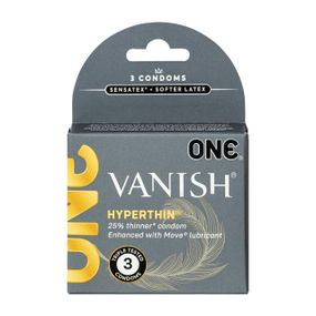 Презервативы ONE Vanish Hyperthin, 3 шт, ультратонкие, со смазкой, картонная упаковка sexstyle