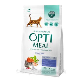 Сухий корм для стерилізованих котів OptiMeal Sterilised з лососем 700 г B1802501