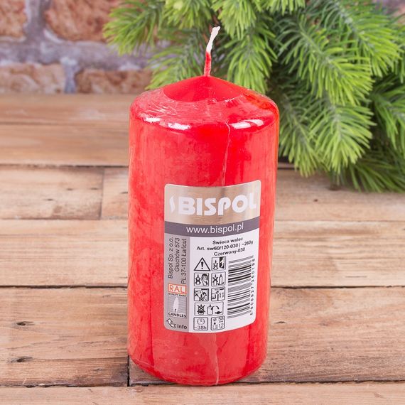Свічка столова циліндр Bispol AURA Candles sw60/120-030 Червонй | Зображення 6