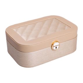 Скринька для прикрас з еко шкіри 2 яруси із замком органайзер для ювелірних виробів HP-5-1CR