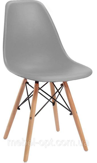 Стул Смайл серый пластик на деревянных ножках, дизайн Charles Eames DSW | Зображення 2