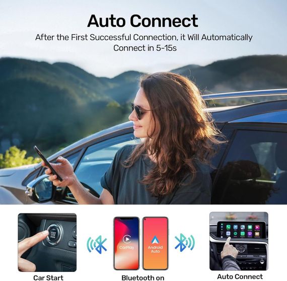 Автомобільний бездротовий адаптер Alxum для CarPlay Android Auto, для авто з дротовим CarPlay, Plug & Play карплей | Зображення 5