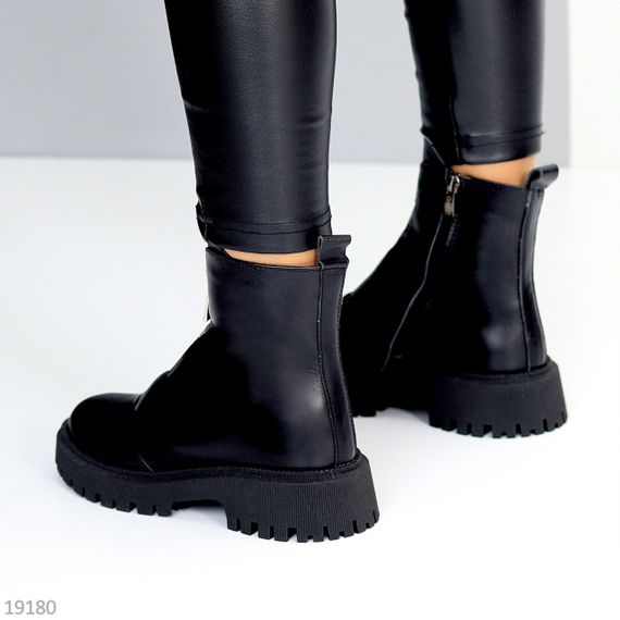 Базові повсякденні чорні зимові черевики натуральна шкіра | Зображення 5