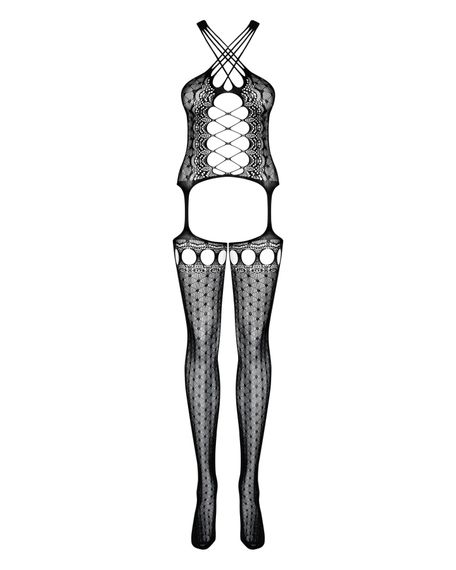 Бодістокінг Obsessive Bodystocking G313 S/M/L, шнурівка, геометричний декор | Зображення 4