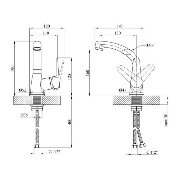 Змішувач для кухні Kroner KRM Elbe - C031 (CV014919) | Зображення 1