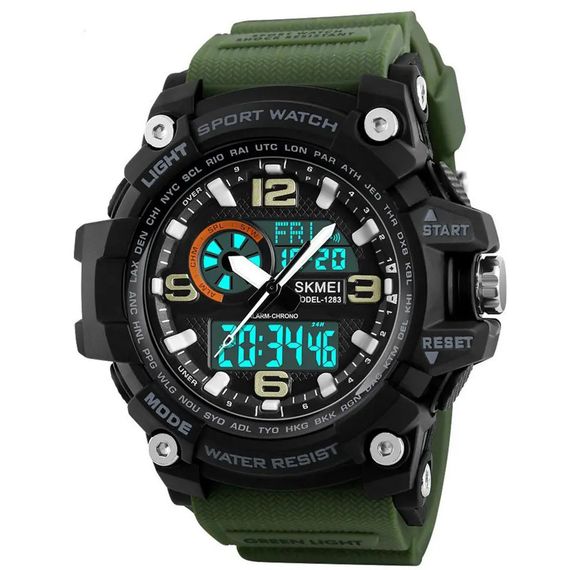 Годинник спортивний SKMEI 1283AG ARMY GREEN | Водостійкий тактичний годинник | Модний MU-434 чоловічий годинник | Зображення 1