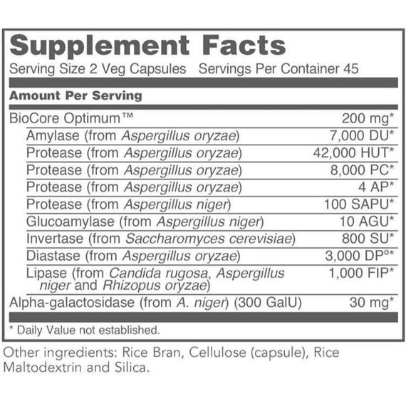 Травні ферменти Protocol for Life Balance Biocore Enhanced Enzymes 90 Veg Caps | Зображення 1
