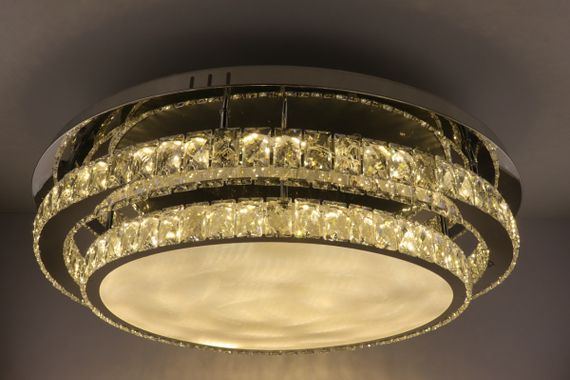 Люстра стельова кришталева LED з пультом 25671 Хром 18х80х80 см. | Зображення 1