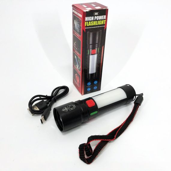 Фонарь для дома с зарядкой от розетки 611-TG+COB(white+red), Тактический фонарь на аккумуляторе с юсб WS-92 | Зображення 6