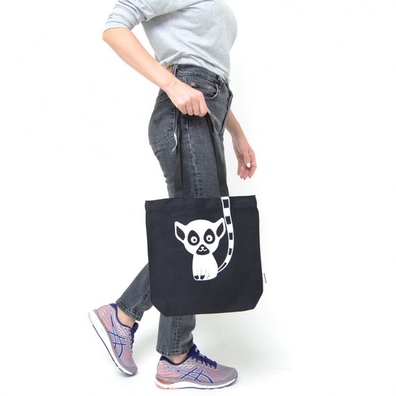 Экосумка шоппер 4Profi "Lemur" диагональ (хлопок) черная 14905 | Зображення 1
