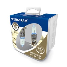 Комплект галогеновых ламп Tungsram H1 55W 12V(2 шт./пластикбокс) Megalight Ultra +130%