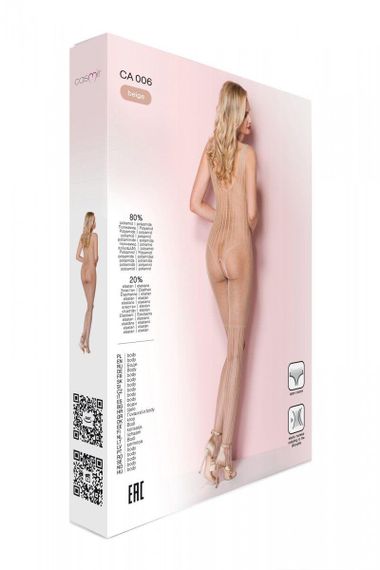 Сетчатый телесный бодистокинг с рисунком боди и гетр Casmir CA006 sexstyle | Зображення 17