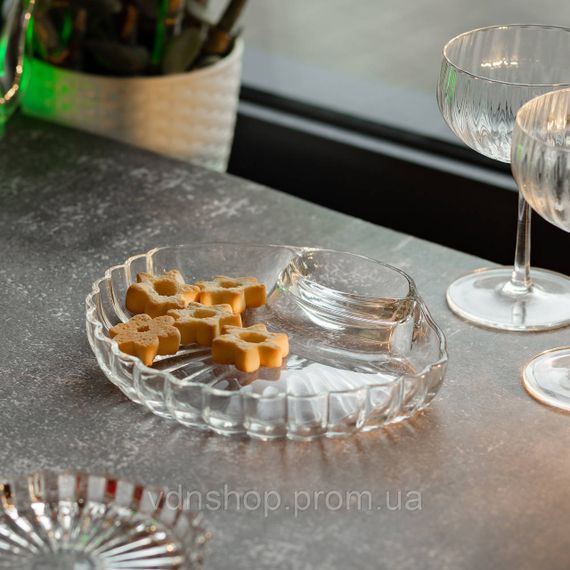 Блюдо сервірувальне для закусок із соусником 21х19х3 см скляне HP-YH-58 | Зображення 4