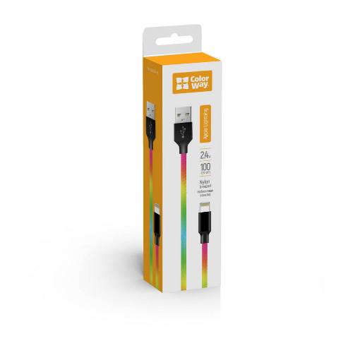 Кабель USB Lightning ColorWay CW-CBUL016-MC 2,4A 1м різнокольоровий | Зображення 2