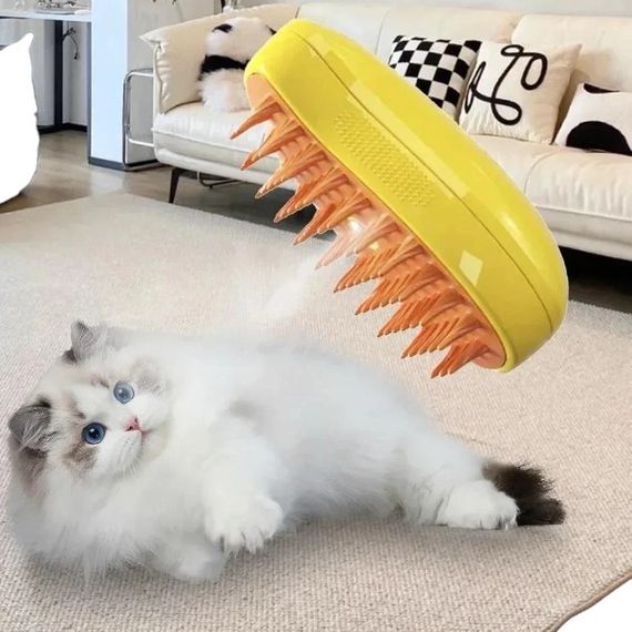 Расческа паровая для шерсти животных Желтая с оранжевым SBC-1