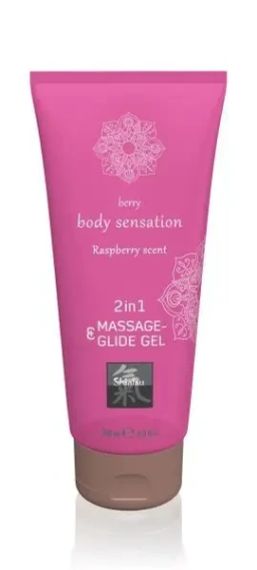 Лубрикант и массажное масло 2 в 1 HOT SHIATSU Massage-& Glide gel 2 in1 Raspberry scent, 200 мл sexstyle