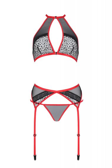 Комплект білизни з поясом для панчіх SATARA SET red S/M - Passion sexstyle | Зображення 2